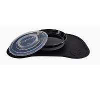Twistshake Click-Mat Plato con Tapa y Mantel Antiadherente Negro