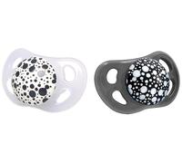 Twistshake Juego de 2 Chupetes con Tetina Fisiológica Ortodónticos de Silicona Médica, Chupetes con Forma de Ultrasuave Pecho con Orificios de Ventilación, Para Bebés 0-6 Meses, Sin BPA, Negro/Blanco