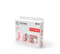 Twistshake Juego de 3 Biberones, 4 Chupetes, Chupetero, Mordedor Refrigerante, Vaso de Aprendizaje, 6 Bolsas Reutilizables, Sin BPA, Rosa/Blanco