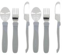 Twistshake Juego de Cubiertos de Aprendizaje para Bebés de Acero Inoxidable, con Tenedor, Cuchillo y Cuchara, Sin BPA, a Partir de 12 Meses, Gris Pastel (Paquete de 2)