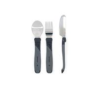 Twistshake Juego de Cubiertos de Aprendizaje para Bebés de Acero Inoxidable, con Tenedor, Cuchillo y Cuchara, Sin BPA, a Partir de 12 Meses, Negro