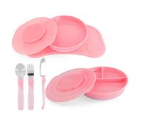 Twistshake Mealtime Tableware Kit de Vajilla, 6 st - 1x Mantel Individual Placa, 1x Plato, 1x Plato Dividido, 3x Cubiertos de Acero Inoxidable, 6+ Meses, Chica