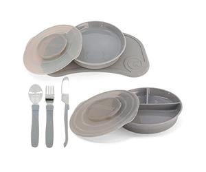 Twistshake Mealtime Tableware Kit de Vajilla, 6 st - 1x Mantel Individual Placa, 1x Plato, 1x Plato Dividido, 3x Cubiertos de Acero Inoxidable, 6+ Meses, Unisexo