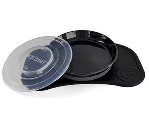 Twistshake Plato infantil con ventosa | Click-Mat Mini 31 x 17 cm + plato para bebé de silicona | sin BPA | antideslizante | a partir de 6m+ Negro