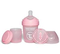 Twistshake Pro Double Biberón Anticólicos con Recipiente para Leche en Polvo - 180 ml | Pezón de Silicona de Flujo Lento con Forma de Seno | Sin BPA | Adecuado para Bebés Recién Nacidos (0+) | Rosa