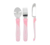 Twistshake Juego de Cubiertos de Aprendizaje para Bebés de Acero Inoxidable, con Tenedor, Cuchillo y Cuchara, Sin BPA, a Partir de 12 Meses, Rosa Pastel