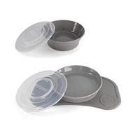 Twistshake Set De Vajilla Para Bebe Mini + Tazón | Plato De Succión + Mantel Individual (31x17cm) + Tazón | Sin BPA | Plato De Entrenamiento Para La Alimentación | Gris