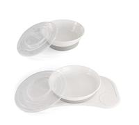 Twistshake Set De Vajilla Para Bebe Mini + Tazón | Plato De Succión + Mantel Individual (31x17cm) + Tazón | Sin BPA | Plato De Entrenamiento Para La Alimentación | Blanco