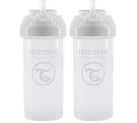 TWISTSHAKE Straw Cup Vaso de Aprendizaje para Beber con Antiderrame Boquilla con Silicona Pajita 360 ml, Taza de Entrenamiento para Sorber para Bebé, Sin BPA, 6 + Meses, Blanco (Paquete de 2)