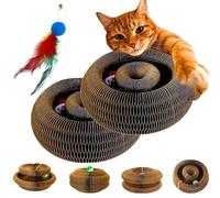 Twisty Paws Cat Toy, Accordion Magic Organ Cat Scratcher Toys for Indoor Cats, Cardboard Cat Scratching Board with Bell Ball, The Ultimate Interactive Toys Mental Physical Exercise (2PCS)