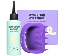 TWISTY Set: masajeador de silicona para cuero cabelludo + exfoliante enzimático con AHA/BHA - Limpieza y estimulación para un cabello sano