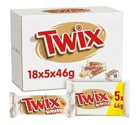 Twix White Barritas de Chocolate Blanco con Galleta y Caramelo, 18 Paquetes de 5 x 46g