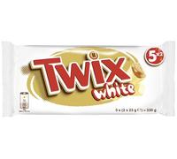 Twix White, Chocolatina con Galleta Crujiente y Caramelo Recubiertos de Chocolate Blanco, Barrita Doble, Multipack, 5 x 46 g