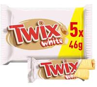 Twix White Chocolatina con Galleta crujiente y suave caramelo recubiertos de chocolate blanco, en barrita doble, Multipack (5 x 46g)