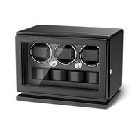 TWIXSTAR Enrollador de reloj para 3 relojes automáticos, caja giratoria compacta 2 en 1 con 4 modos de rotación, cuero de microfibra, almohadas ajustables, motor silencioso y luz blanca para hombre y