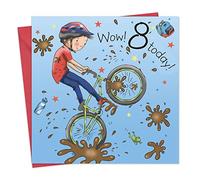 Twizler 8e carte d'anniversaire pour garçon avec Vélo - huit ans - Âge 8 - carte d'anniversaire pour enfants - garçons carte d'anniversaire - Joyeux anniversaire carte