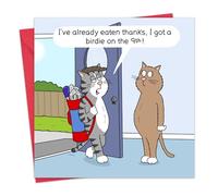 Twizler Divertida tarjeta de golf - Cat Birdie - Divertida tarjeta de cumpleaños de golf de gato para hombres - Interior en blanco - Marido, papá, hijo, hermano, él, hombre, humor, día del padre,