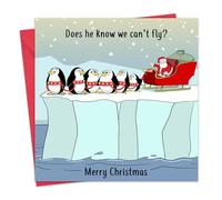 Twizler Divertida tarjeta de Navidad con pingüinos de trineo - Tarjetas de Navidad divertidas - Tarjeta de Navidad para hombre - Tarjeta de Navidad para hombre para él, marido, papá, hijo, tarjeta de