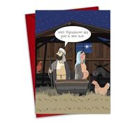 Twizler Divertida tarjeta de Navidad - Mary & Joseph 1 Star - Tarjeta humorística de Feliz Navidad - Interior en blanco