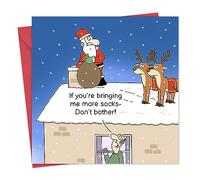 Twizler Divertida tarjeta de Navidad No More Socks - Tarjeta de Feliz Navidad - Humor Navidad - Navidad para hombre para él, marido, hijo, papá, Navidad para mujer, esposa, hija, madre, Feliz día