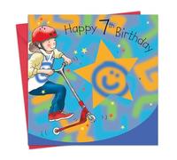 Twizler Tarjeta de 7º cumpleaños para niño con scooter - Tarjeta de cumpleaños de 7 años - Tarjeta de 7 años - Regalos de 7 años