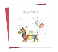 Twizler Tarjeta de cumpleaños de perro salchicha - Tarjeta de feliz cumpleaños para mujeres u hombres - del perro para ella o él