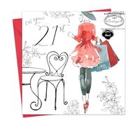 Twizler Tarjeta de cumpleaños número 21 para ella con acabado de cristal Swarovski y efecto de acuarela único - Compras - 21 años - Tarjeta de cumpleaños para mujer - Tarjeta de cumpleaños para mujer