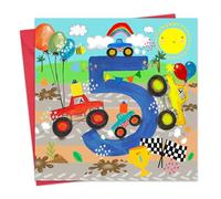Twizler Tarjeta de cumpleaños número 5 para niños - Monster Trucks - Tarjeta de feliz cumpleaños para niños de 5 años - Hijo - Nieto