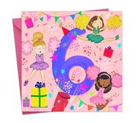 Twizler Tarjeta de cumpleaños número 6 para niñas, tarjeta de feliz cumpleaños para niñas de 6 años, animadoras