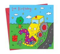 Twizler Tarjeta de cumpleaños para niños de 2 años de edad, tarjeta de feliz cumpleaños para niño, Digger