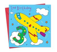 Twizler Tarjeta de cumpleaños para niños de 3 años, tarjeta de feliz cumpleaños para niños, avión