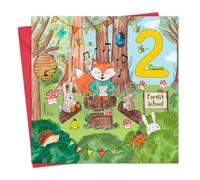 Twizler Tarjeta de cumpleaños para niños y niñas, escuela de bosque de animales, tarjeta de feliz cumpleaños para niños de 2 años