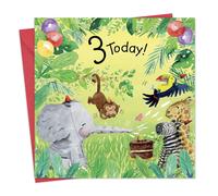 Twizler Tarjeta de cumpleaos 3er Jungla -Edad 3 Tarjeta de cumpleaos -Girls CARJETA DE CUMPLEAOS 3 -Tarjeta de cumpleaos de nios 3 -Tarjeta de c