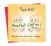 Twizler Tarjeta de gemelos divertidos Compre uno y llévese uno gratis - Tarjeta de bebé gemelo nuevo divertido - Tarjeta de ducha de bebé gemelo - Tarjeta de padres gemelos nuevos