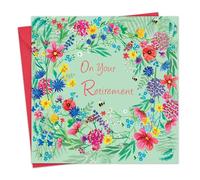 Twizler Tarjeta de jubilación con flores silvestres florales, tarjeta Happy On Your Retirement para mujer