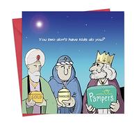 Twizler Tarjeta de Navidad con tres hombres sabios, pañales y mimos, tarjeta de Navidad feliz - tarjeta de Navidad - divertida tarjeta de Navidad - Tarjeta de Navidad para mujer