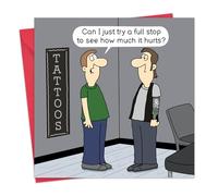 Twizler Tarjeta divertida para él, divertida tarjeta de cumpleaños con tatuaje para hombres, interior en blanco, feliz cumpleaños, aniversario, jubilación