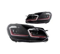 TWMEU Faros Delantero Para VW Para Golf 6 R20 MK6 2009-2012 Faros Último Estilo Luces LED Diurnas Proyector Dual Accesorios Coche Piezas Automóvil Modificadas(RHD,Red Set)