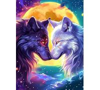 Two Arte Yin-Yang de Lobos Under The Moon Puzzle 1000 Piezas Cartón Grueso para Adultos Mascota de Vida Silvestre Decoración Única Hogar Noches Juegos En Familia Regalo De Año Nuevo 10