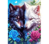 Two Arte Yin-Yang de Lobos with Roses Puzzle 1000 Piezas Cartón Grueso Para Adultos Mascota de Vida Silvestre Noches Juegos En Familia Antiestrés Regalo Corporativo Calidad Profesional Regalo Ideal 10