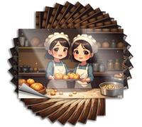 Two Bakers Presenting Freshly Baked Pastries in A Cozy Kitchen Bedroom Accessories Coastal - Divertida calcomanía impermeable para sombrero (12 x 18 cm)