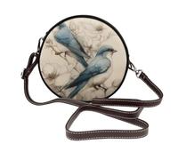 Two Blue Birds On A Branch - Bolso cruzado redondo de piel para mujer