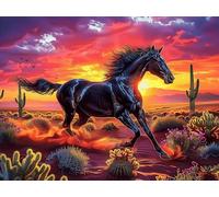 Two Caballo al galopes Rompecabezas 500 Piezas Cartón para Niños Mayores 14 Años Animales fantásticos Vibrantes Noches De Cita Antiestrés Pack Completo Detalle Único Original 500 PCS/52×38cm