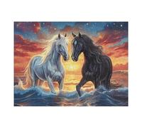 Two Caballo corriendos Puzzle 500 Piezas Cartón Blanco Premium para Expertos Fauna Silvestre Eventos Team Building Ejercita La Mente Hobby Y Ocio 500 PCS