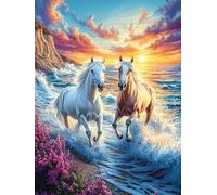Two Caballos corriendo por la playa Puzzle 300 Piezas Cartón Blanco Premium Para Expertos Cuento de hadas de acompañamiento mágico Vacaciones Fines Semana Reducir Estrés Hobby Y Ocio Garantía Satisfac
