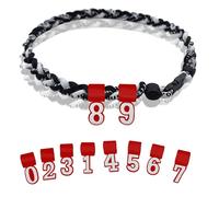 Two Color Three Braided Rope Baseball Necklace, Tornado Design Baseball Necklace with Number Pendant for Boys and Athletes (Red-White,No numbers)