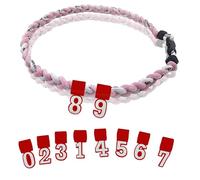Two Color Three Braided Rope Baseball Necklace, Tornado Design Baseball Necklace with Number Pendant for Boys and Athletes (Pink-White,No numbers)