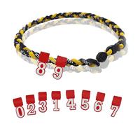 Two Color Three Braided Rope Baseball Necklace, Tornado Design Baseball Necklace with Number Pendant for Boys and Athletes (Black-Yellow,No numbers)