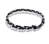 Two Color Three Braided Rope Baseball Necklace, Tornado Design Baseball Necklace with Number Pendant for Boys and Athletes (Black-White,No numbers)