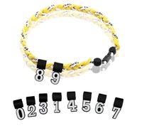 Two Color Three Braided Rope Baseball Necklace, Tornado Design Baseball Necklace with Number Pendant for Boys and Athletes (Yellow-White,Red numbers)